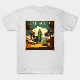 Cartagena Colombia Vintage Travel Art Poster T-Shirt